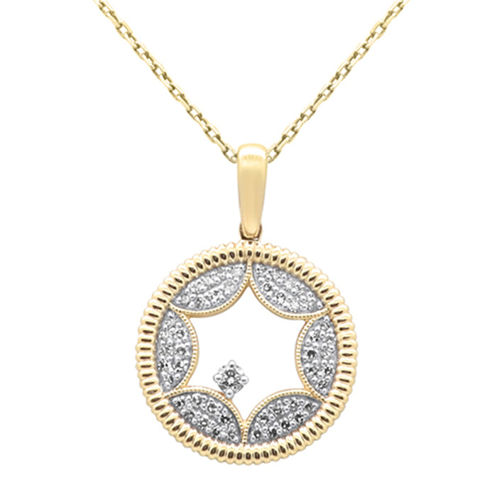 SPECIAL! .25ct G SI 14K Yellow Gold Diamond Star Pendant Necklace 18" Chain