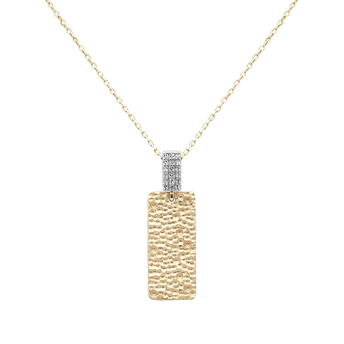 SPECIAL!.08ct G SI 14K Yellow Gold Nugget Brushed Finish Diamond Pendant Necklace 18" Chain