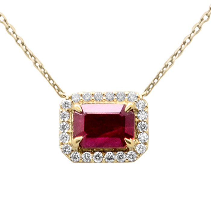 SPECIAL! 1.01ct G SI 14K Yellow Gold Diamond & Ruby Gemstone Eagle Claw Prong Set Pendant Necklace 18" Chain