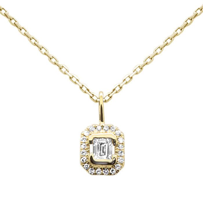 SPECIAL! .25ct G SI 14K Yellow Gold Emerald Cut Diamond Petite Pendant Necklace 18" Chain
