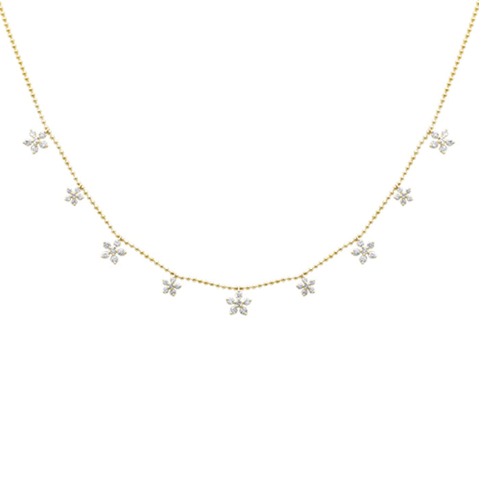 SPECIAL!.52ct G SI 14K Yellow Gold Diamond Flower Dangle Pendant Necklace 18" Long