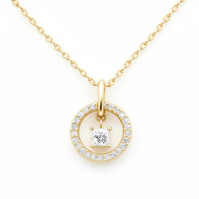 SPECIAL! .23ct G SI 14K Yellow Gold Diamond Solitaire Pendant 18" Long