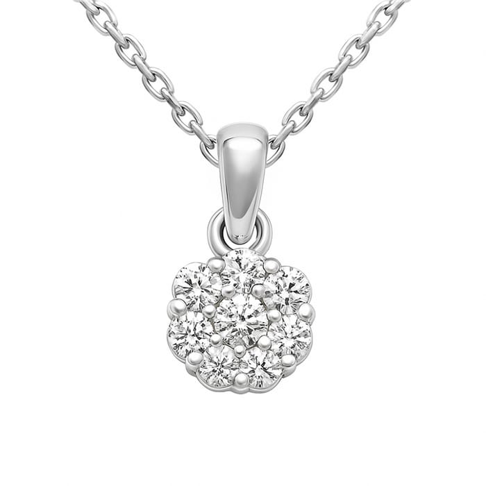 DIAMOND CLOSEOUT! .60ct G SI 14K White Gold Diamond Flower Solitaire Pendant Necklace 18" Chain