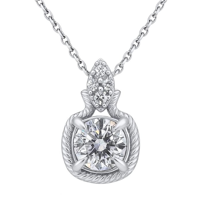 SPECIAL! 1.20ct G SI 14K White Gold Round Brilliant Diamond Solitaire Pendant 18" Long