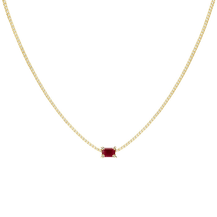 SPECIAL! 2.55ct G SI 14K Yellow Gold Diamond & Ruby Gemstone Tennis Pendant Necklace 16" Long