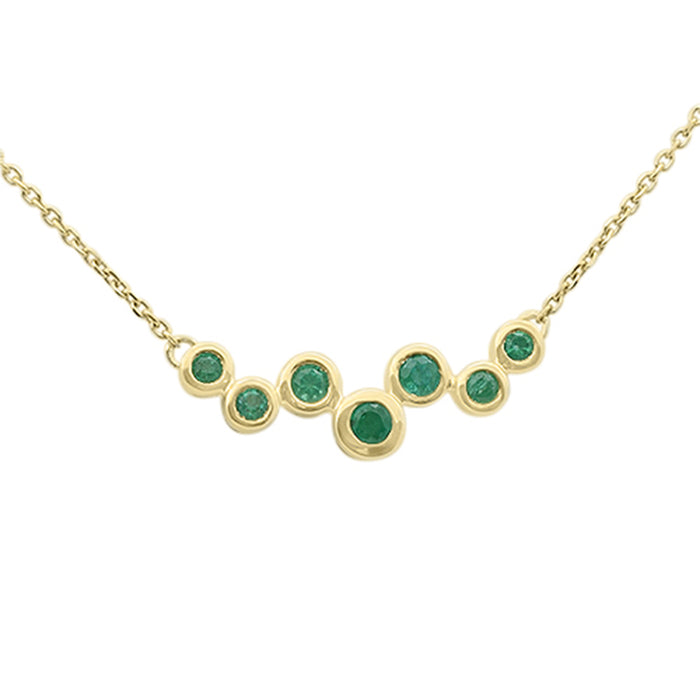 SPECIAL! .23ct G SI 14K Yellow Gold Emerald Gemstone Bezel Bauble Pendant 18" Long