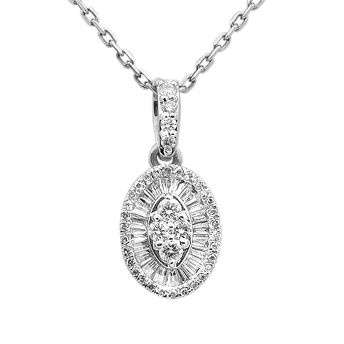 SPECIAL! .25ct G SI 14K White Gold Diamond Oval Medallion Pendant 18" Long