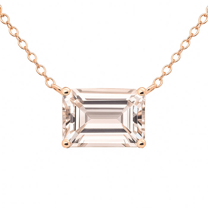 SPECIAL! 2.11ct G SI 14K Rose Gold Natural Morganite Gemstone Soliatire Pendant 18" Long