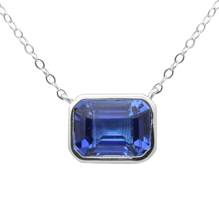 SPECIAL! 1.50ct G SI 14K White Gold Bezel Set Tanzanite Gemstone Pendant 18" Long