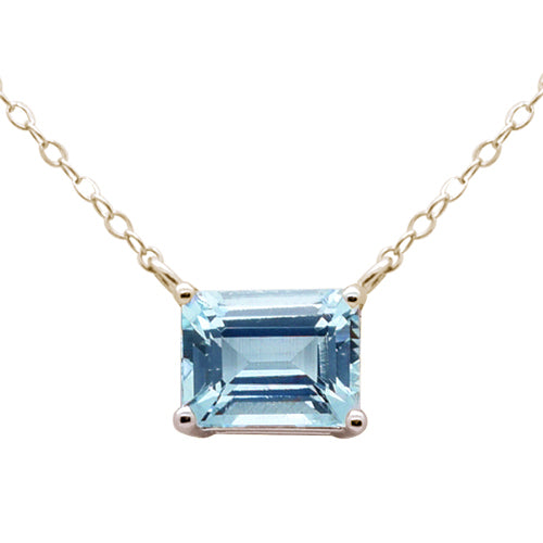 SPECIAL! 1.51ct G SI 14K Yellow Gold Aquamarine Gemstone Solitaire Pendant Necklace 18" Long