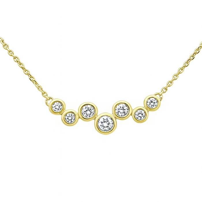 SPECIAL!.26ct G SI 14K Yellow Gold Diamond Round Shape Bezel Set Elegant Pendant Necklace 16+2" Long Chain