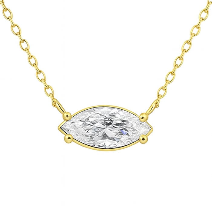 SPECIAL! .60ct G SI 14K Yellow Gold Marquise Cut Diamond Solitaire Pendant Necklace 18" Long