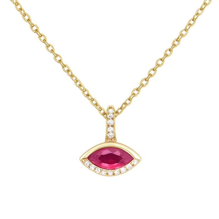 SPECIAL! .45ct G SI 14KT Yellow Gold Marquise Shape Ruby Gemstone Pendant Necklace 18" Chain