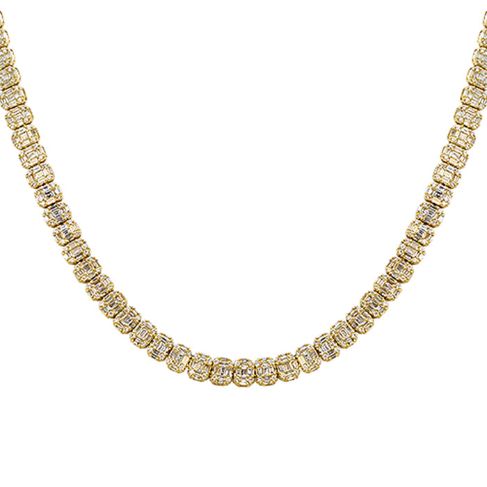 SPECIAL! 14.11ct G SI 14kt Yellow Gold Baguette Diamond Necklace 22" Long