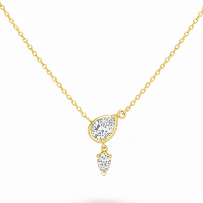 SPECIAL! .40ct G SI 14kt Yellow Gold Pear Cut Diamond Pendant Necklace 16+2" Long