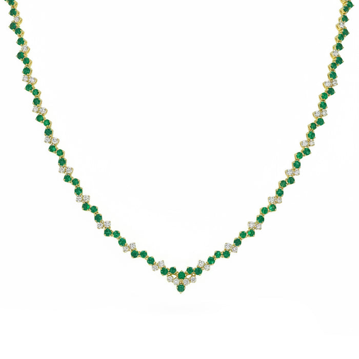 SPECIAL! 3.59ct G SI 14kt Yellow Gold Diamond & Emerald Gemstone Necklace 16" Long