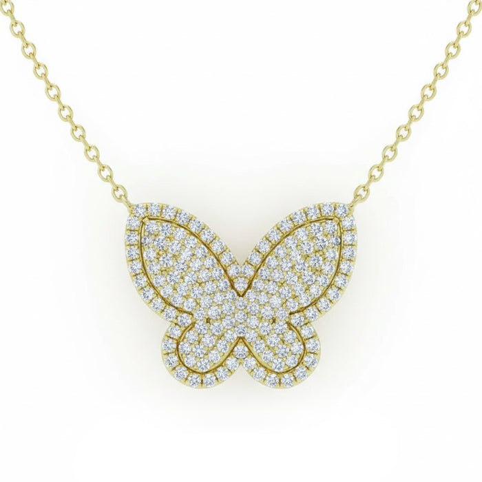SPECIAL! .25ct G SI 14kt Yellow Gold Diamond Butterfly Pendant Necklace 18" Long