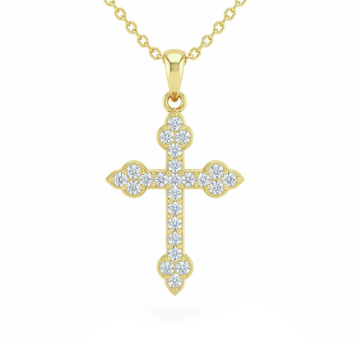 SPECIAL! .22ct G SI 14kt Yellow Gold Diamond Cross Pendant Necklace 18" Long