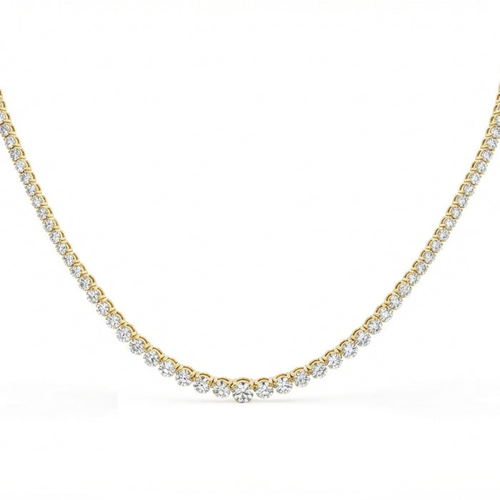 SPECIAL! 4.08ct G SI 14kt Yellow Gold Round Diamond Graduated Tennis Necklace 16" Long