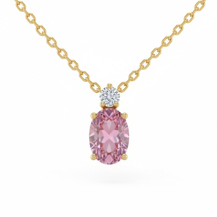 SPECIAL! 1.02ct G SI 14kt Yellow Gold Diamond & Pink Sapphire Gemstone Pendant Necklace 18" Long