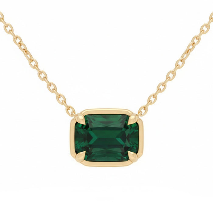 SPECIAL! 1.10ct 14kt Yellow Gold Emerald Gemstone Pendant Necklace 16+2" Ext Long