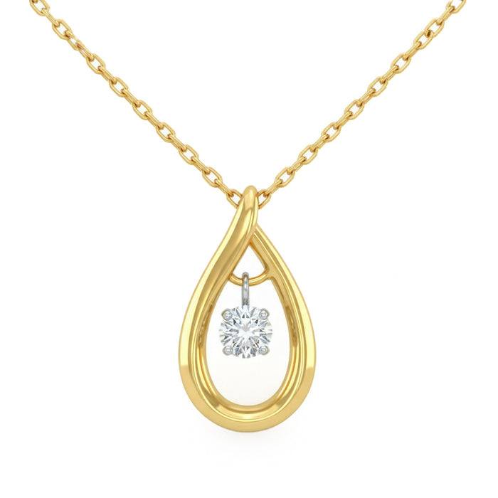 SPECIAL! .15ct G SI 14kt Yellow Gold Diamond Pear Shape Dazzling Diamond Teardrop Pendant Necklace 18" Long