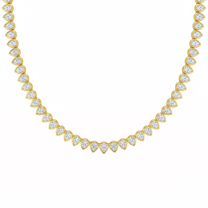 SPECIAL! 6.97ct G SI 14kt Yellow Gold Pear Diamond Bezel Set Tennis Necklace 16" Long