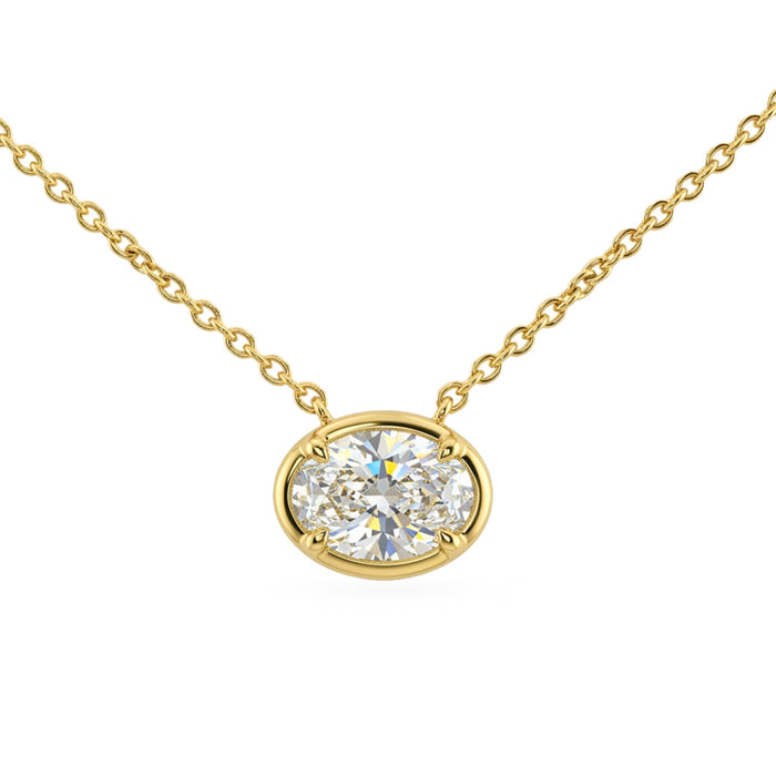 SPECIAL! .30ct G SI 14kt Yellow Gold Oval Diamond Solitaire Pendant Necklace 16+2" Long