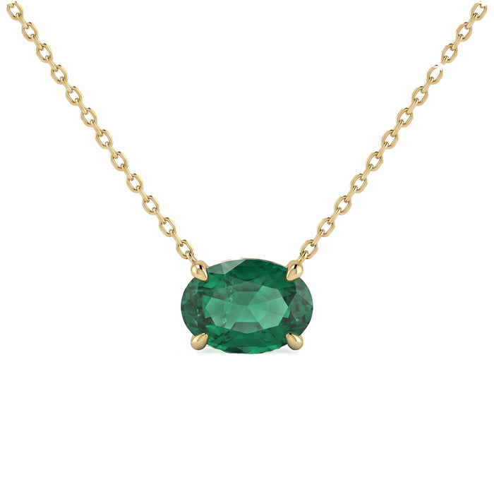 SPECIAL! .78ct G SI 14kt Yellow Gold Oval Emerald Gemstone Solitaire Pendant Necklace 16 + 2" Long