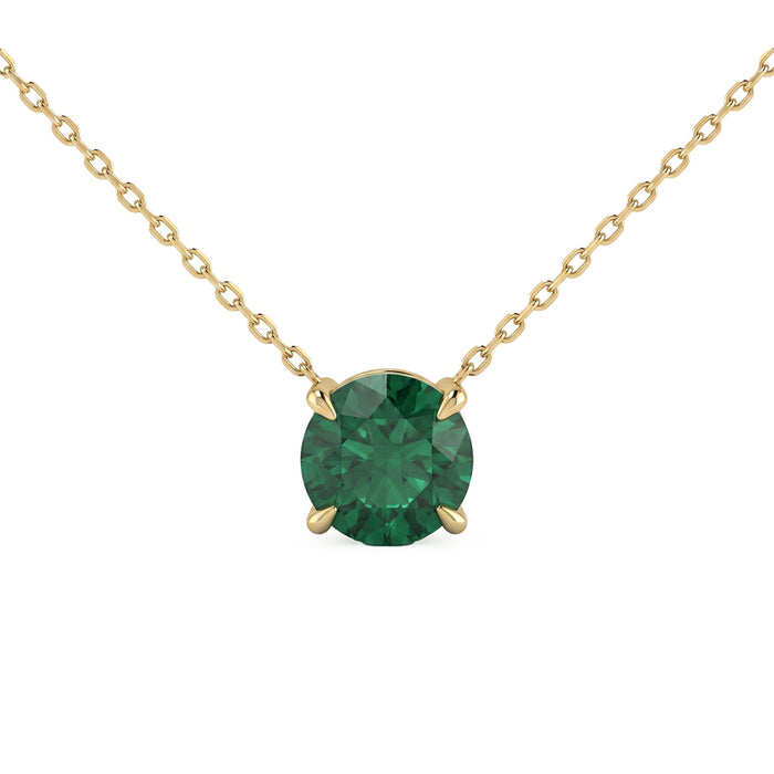 SPECIAL! .93ct G SI 14kt Yellow Gold Emerald Gemstone Solitaire Pendant Necklace 16 + 2" Long