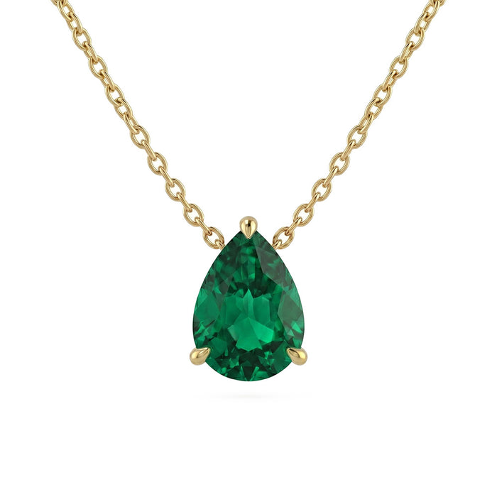 SPECIAL! .59ct G SI 14kt Yellow Gold Emerald Gemstone Pendant Necklace 16+2" Long
