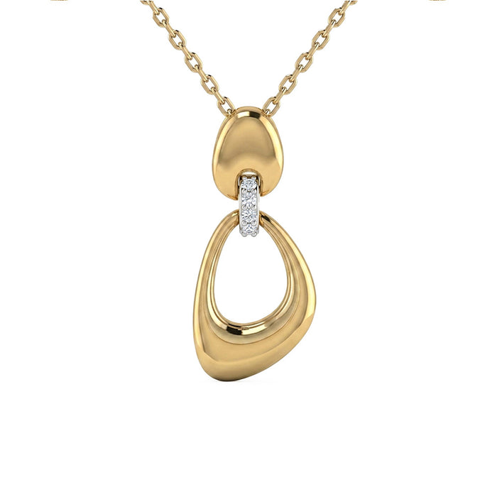 SPECIAL! .02ct G SI 14kt Yellow Gold Diamond Modern Pendant Necklace 18" Long