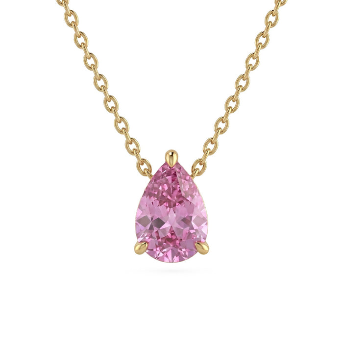 SPECIAL! .56ct G SI 14kt Yellow Gold Pink Sapphire Gemstone Pendant Necklace 16+2" Long