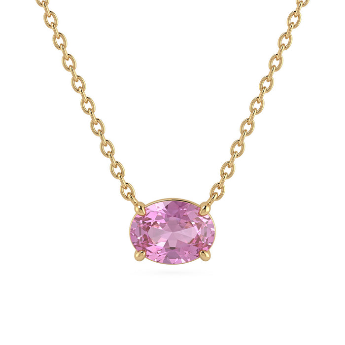 SPECIAL! .84ct G SI 14kt Yellow Gold Pink Sapphire Gemstone Pendant Necklace 16+2" Long