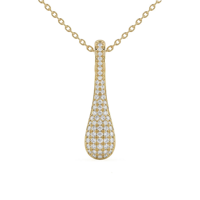 SPECIAL! .26ct G SI 14kt Yellow Gold Diamond Modern Teardrop Pendant Necklace 18" Long