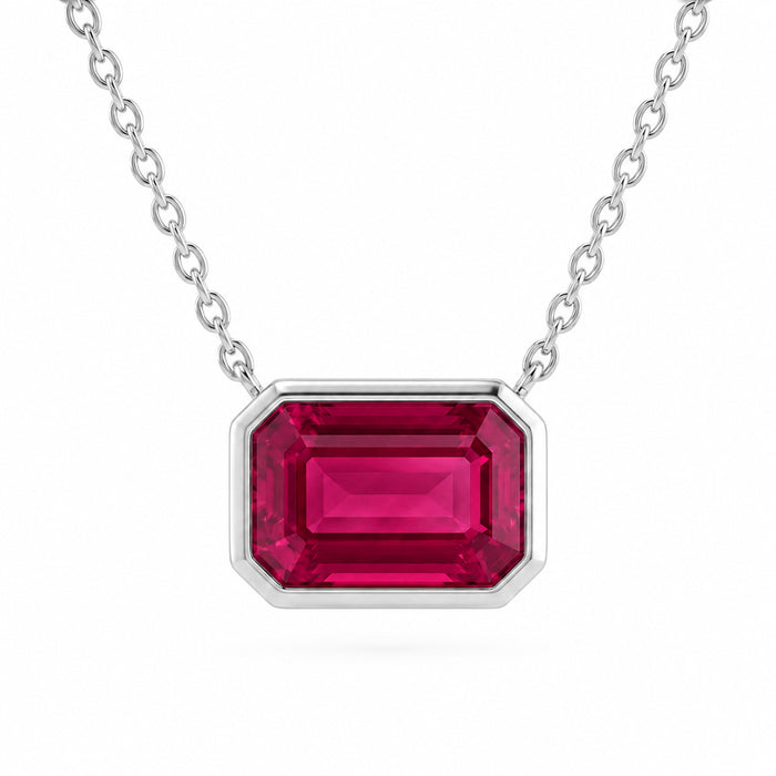 SPECIAL! 1.10ct G SI 14kt White Gold Ruby Gemstone Pendant Necklace 18" Long