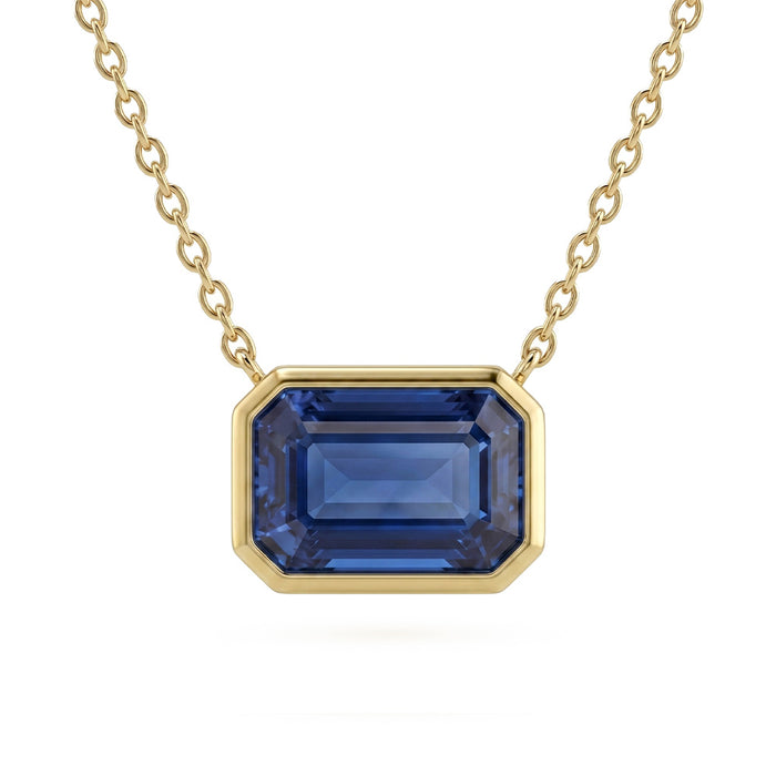 SPECIAL! .97ct G SI 14kt Yellow Gold Blue Sapphire Gemstone Pendant Necklace 16 + 2" Long