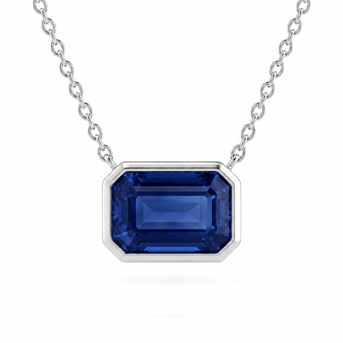 SPECIAL! 1.18ct G SI 14kt White Gold Blue Sapphire Gemstone Pendant Necklace 16 + 2" Long