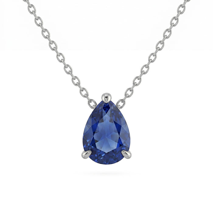 SPECIAL! .71ct G SI 14kt White Gold Blue Sapphire Gemstone Pendant Necklace 16 + 2" Long