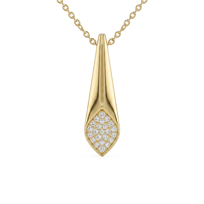 SPECIAL! .13ct G SI 14kt Yellow Gold Diamond Modern Pendant Necklace 16 + 2" Long