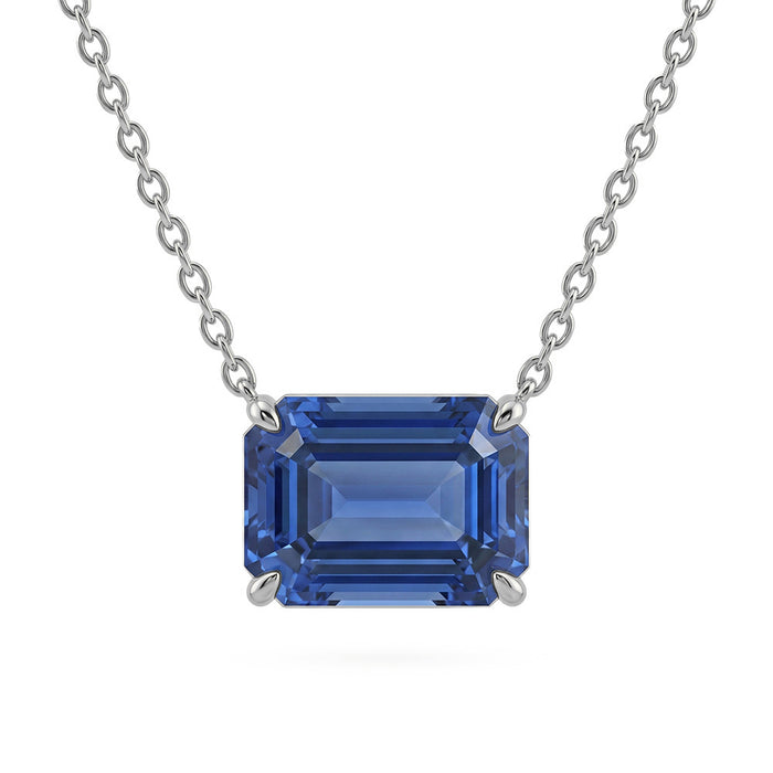 SPECIAL! .84ct G SI 14kt White Gold Blue Sapphire Gemstone Pendant Necklace 16 + 2" Long