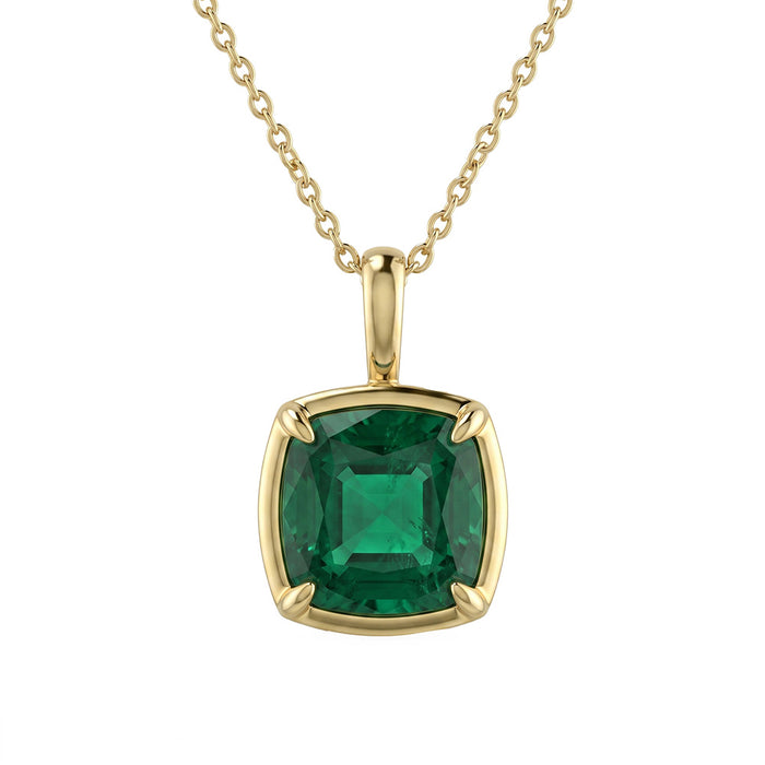 SPECIAL! 4.08ct G SI 14kt Yellow Gold Emerald Gemstone Pendant Necaklace 18" Long