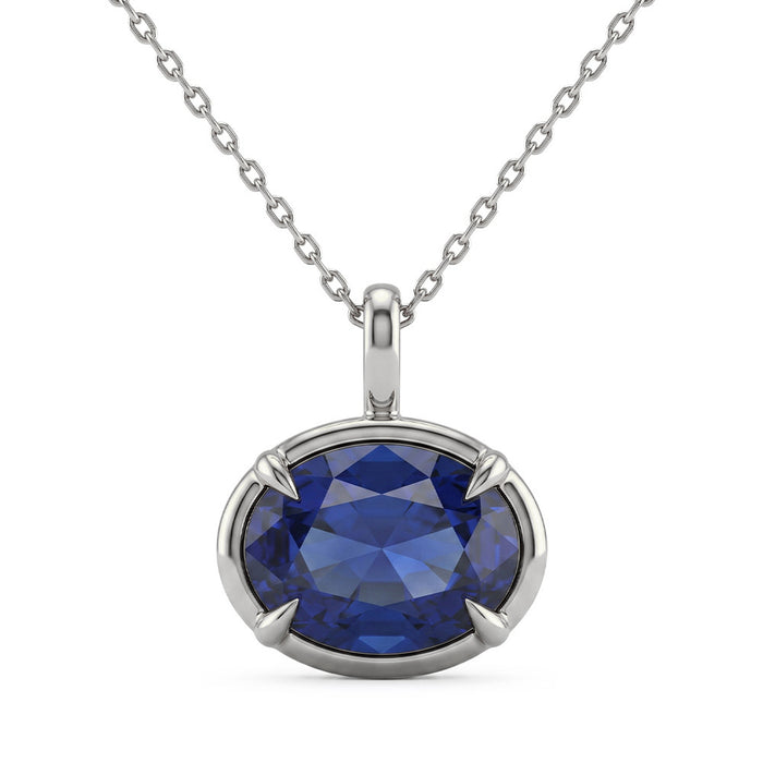 SPECIAL! 4.91ct G SI 14K White Gold Blue Sapphire Gemstone Pendant No Chain