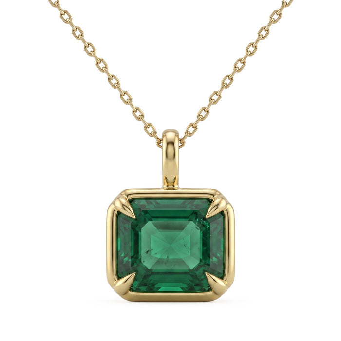 SPECIAL! 5.13ct G SI 14K Yellow Gold Emerald Gemstone Pendant .50"