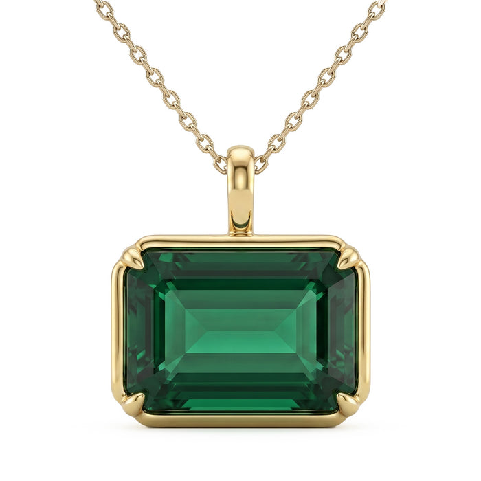 SPECIAL! 13.91ct G SI 14K Yellow Gold Emerald Gemstone Pendant .75"