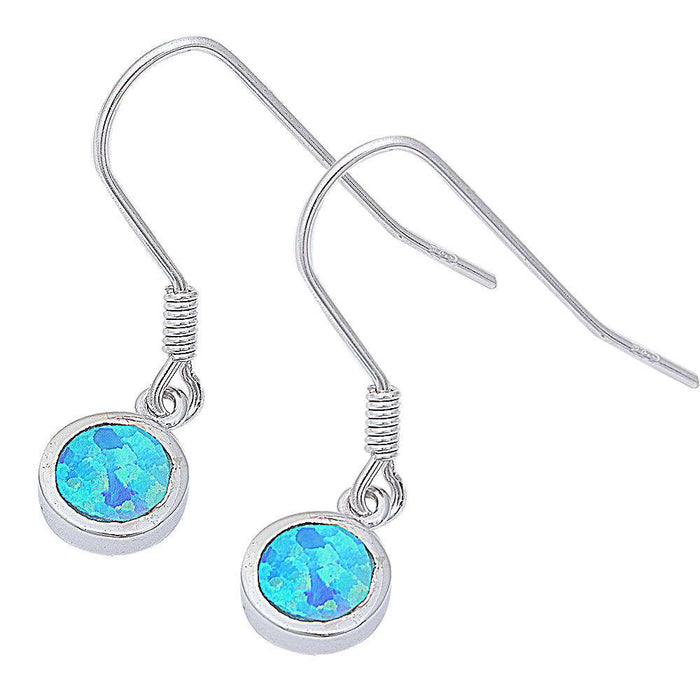 CLOSEOUT! Dangle Style Blue Opal .925 Sterling Silver Earrings