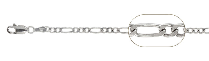 080-3MM Figaro Chain .925 Solid Sterling Silver Sizes 6-30" NEW