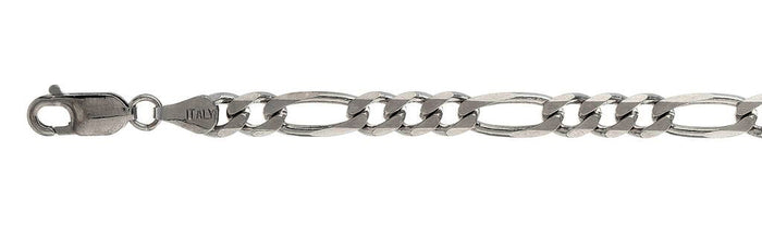 150-6.2MM Rhodium Finished Figaro .925 Sterling Silver Chain 8-28" Available NEW