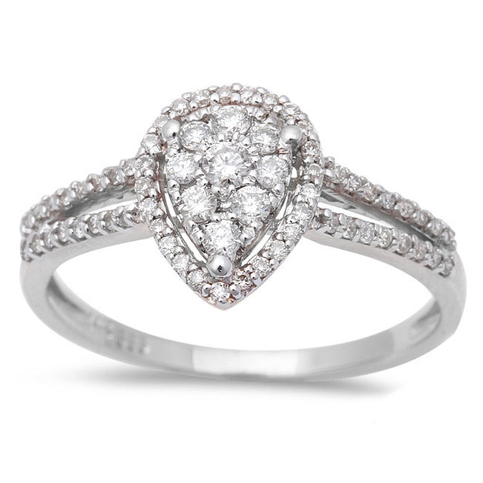 DIAMOND CLOSEOUT! .32ct Pear Shaped Halo Diamond Engagement Wedding Ring 14kt White Gold