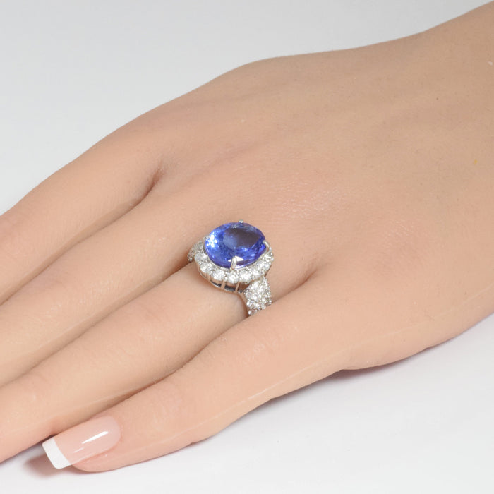DIAMOND CLOSEOUT! 7.60ct Platinum Natural Tanzanite & Diamond Ring Size 6.5